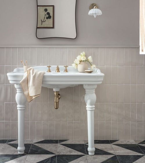 Alhambra White 7.5 x 22.5 Rectangular Glazed Tile Modern Kitchen Tiles