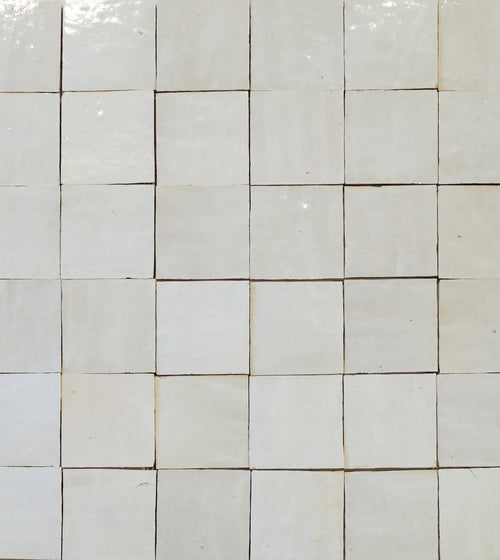 Medina Pure White Square Handmade Moroccan Zellige Tile Rustic Floor Tiles