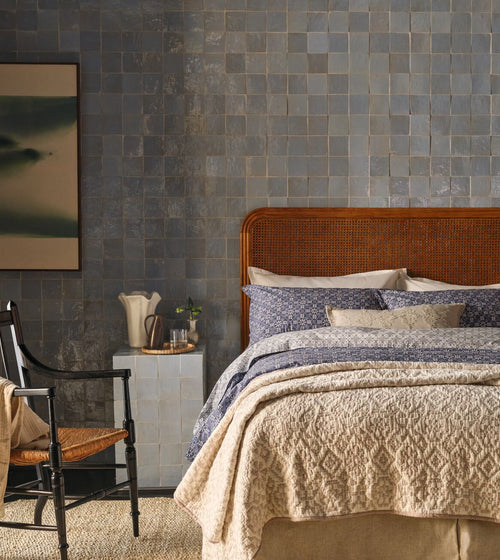 Medina Cornflower Blue Square Handmade Moroccan Zellige Tile Kitchen Tiles