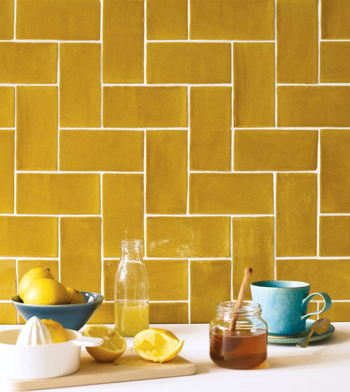 Carnival Oro Yellow Glazed Tile Splashback Wall Tiles