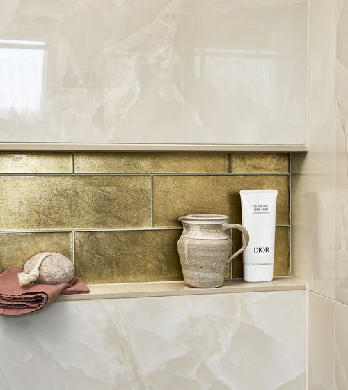 Metallic Vitreum Aurum Rectangle Gold Glass Tile Metallic Kitchen Tiles