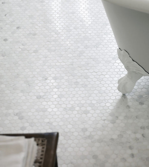 East Hampton Hexagon Marble Mosaic Mosaic Floor Tiles