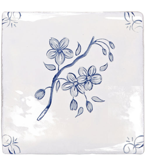 English Delft Blossom Blue Gloss Tile Blue Kitchen Tiles