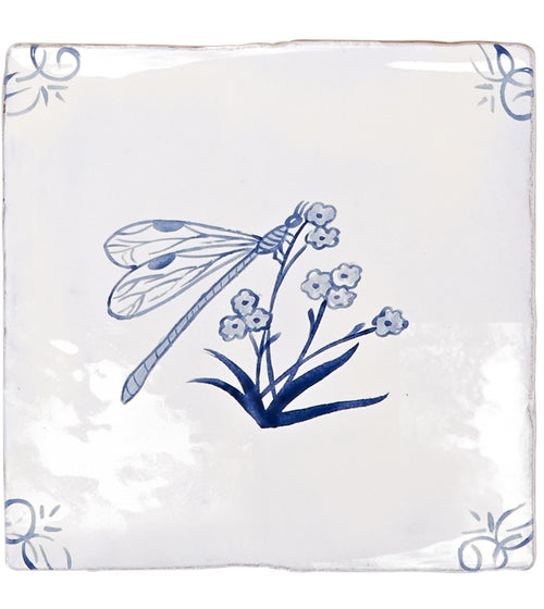 English Delft Dragonfly Blue Gloss Tile English Craft Kitchen Tiles