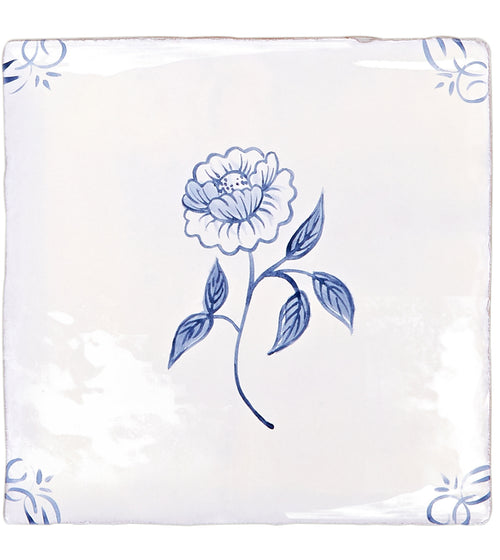 English Delft Peony Blue Gloss Tile English Craft Kitchen Tiles