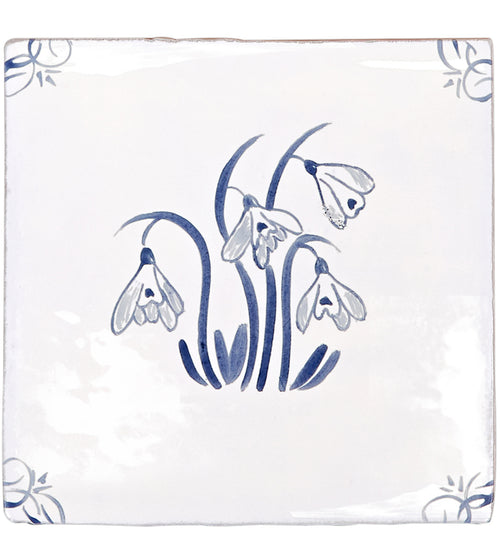 English Delft Snowdrop Blue Gloss Tile Splashback Wall Tiles