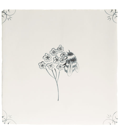 English Delft Bee Charcoal Matt Tile English Craft Kitchen Tiles