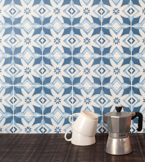 Kelmscott Brantwood Blue Patterned Tile Worktop Tiles Kelmscott Brantwood Blue Patterned Tile Worktop Tiles