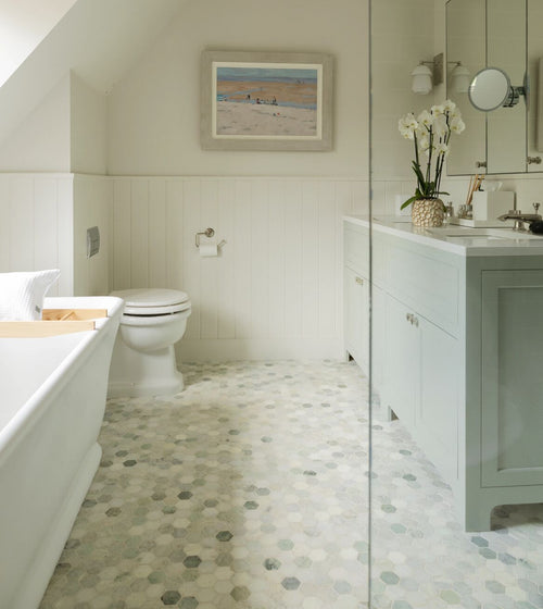 North Haven Hexagon Marble Mosaic Tile Mosaic Floor Tiles