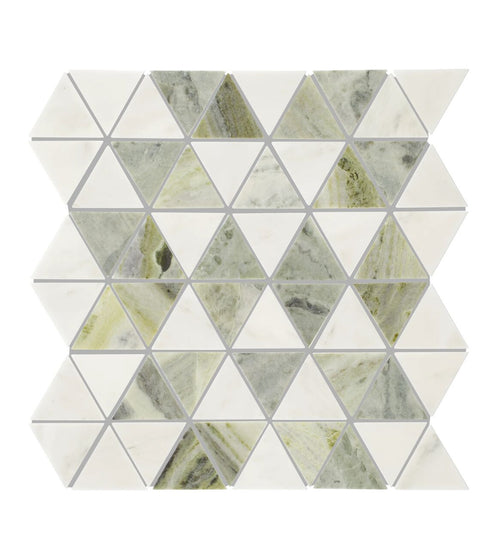 Seaspray Green Triangles Marble Mosaic Kitchen Tiles