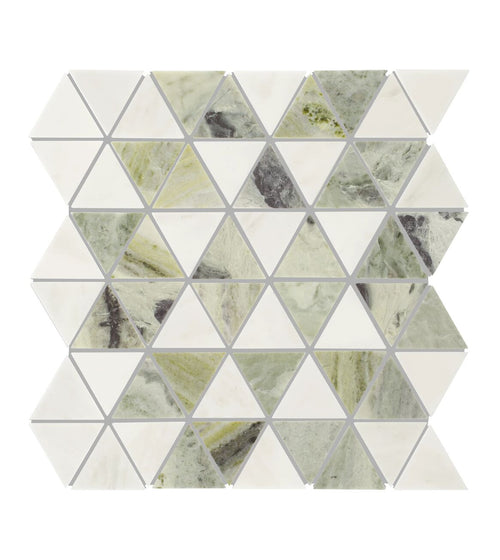 Seaspray Green Triangles Marble Mosaic Kitchen Tiles
