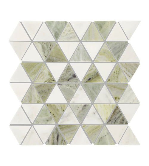 Seaspray Green Triangles Marble Mosaic Kitchen Tiles