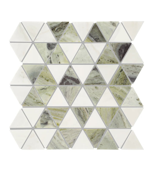 Seaspray Green Triangles Marble Mosaic Kitchen Tiles