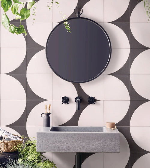Bert & May Arco Old Iron Porcelain Tile Black & White Wall Tiles