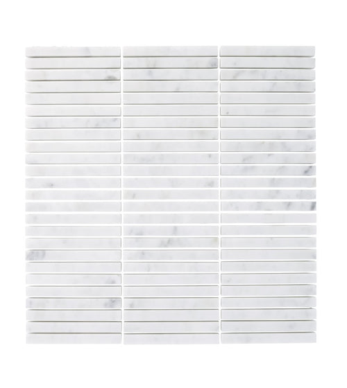 Carrara White Stacked Marble Mosaic Kit Kat Tiles
