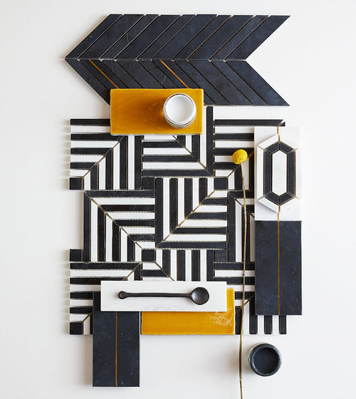 Chequers Court Deco Mosaic Black & White Wall Tiles