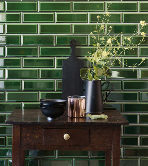 Metropolitan Brompton Road Glazed Metro Tile Green Bathroom Tiles