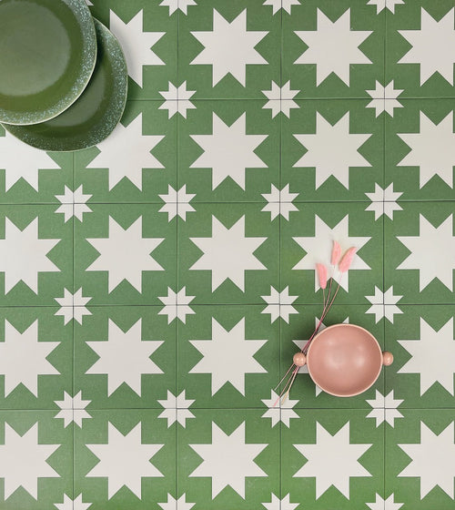 Bert & May Green Pradena Porcelain Tile Green Floor Tiles