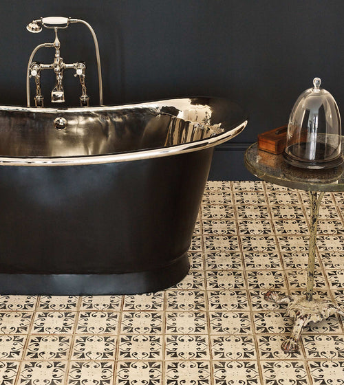 Marrakech Hammam Patterned Terracotta Tile Black & White Wall Tiles