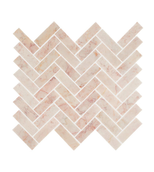Aegean Pink Herringbone Marble Mosaic