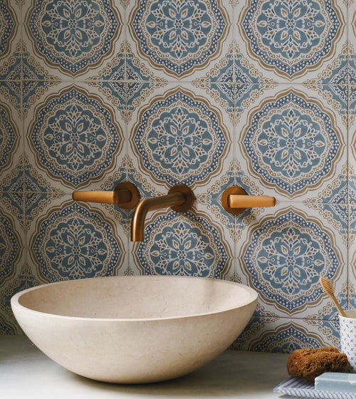Nina Campbell Udaipur Blue Porcelain Tile Nina Campbell Floor Tiles