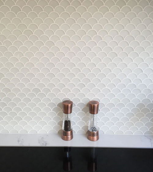 Nordic Glass Tromso Snow White Mosaic Bathroom Wall & Floor Tiles