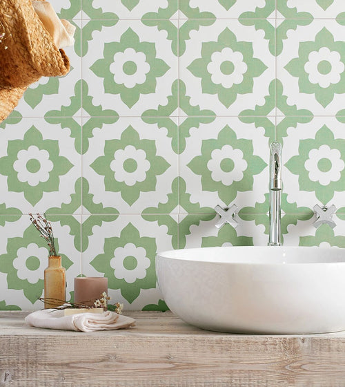 Bert & May Green Santona Porcelain Tile Kitchen Tiles