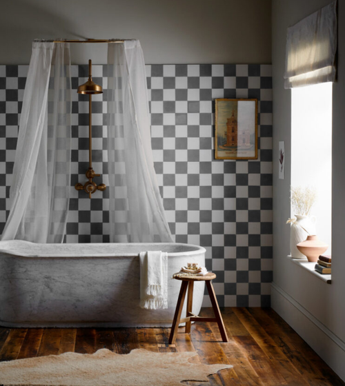 Bert & May Chequerboard Old Iron Porcelain Tile Kitchen Tiles
