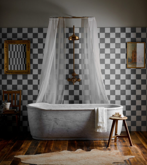 Bert & May Chequerboard Old Iron Porcelain Tile Kitchen Tiles