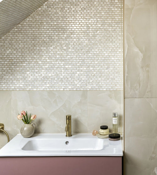 Onyx Ivory Polished Marble Effect Tile 60 x 120 Marble Effect Wall Tiles