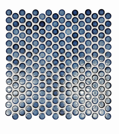 Copenhagen Penny Round Blue Mosaic Bathroom Tiles