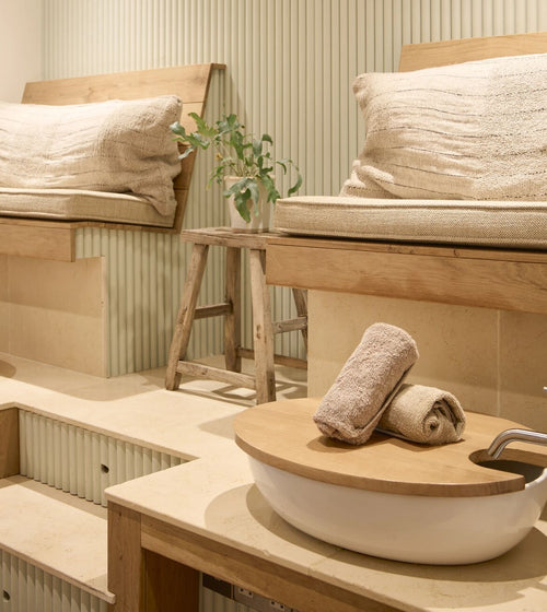 Temple Ezra 60 x 60 Tumbled Stone Kitchen Tiles