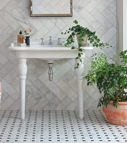 East Hampton Lattice Marble Mosaic Black & White Kitchen Tiles