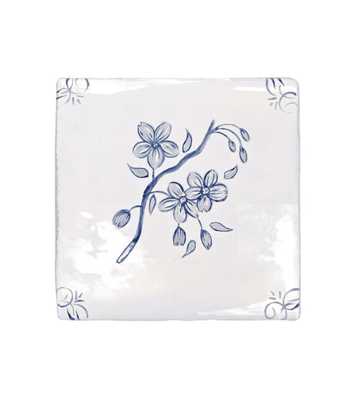 English Delft Blossom Blue Gloss Tile English Craft Bathroom Tiles