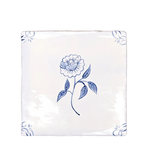 English Delft Peony Blue Gloss Tile Blue Wall Tiles