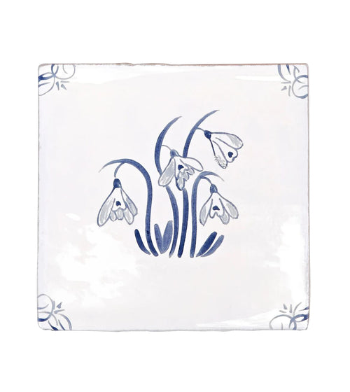 English Delft Snowdrop Blue Gloss Tile Handmade Wall Tiles