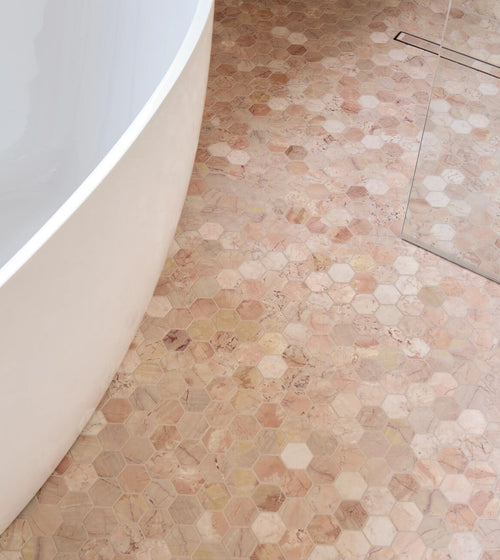 Aegean Pink Large Hexagon Marble Mosaic Red and Pink Floor Tiles