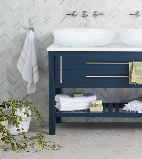East Hampton Marble Chevron Mosaic Bathroom Tiles