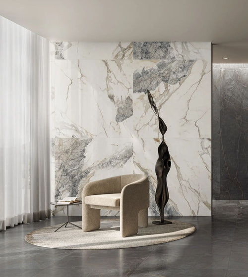 Milos Alabaster Marble Effect Tile- 80 x 80 Bathroom Wall & Floor Tiles