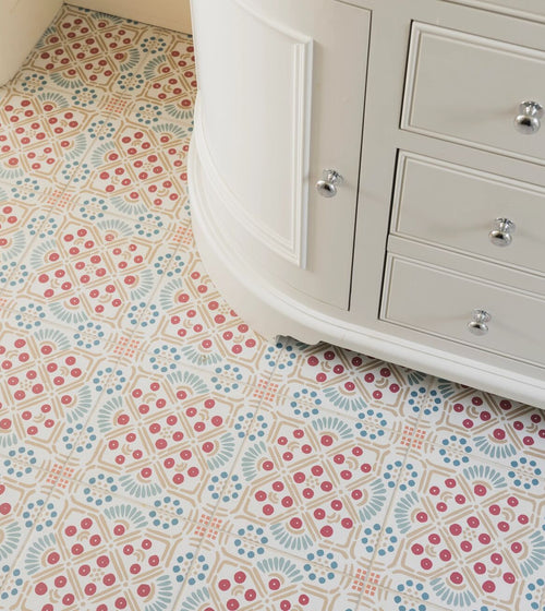 Nina Campbell Seville Coral Aqua Porcelain Tile Blue Kitchen Tiles