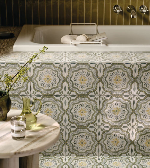 Nina Campbell Cochin Green Porcelain Tile Green Kitchen Tiles