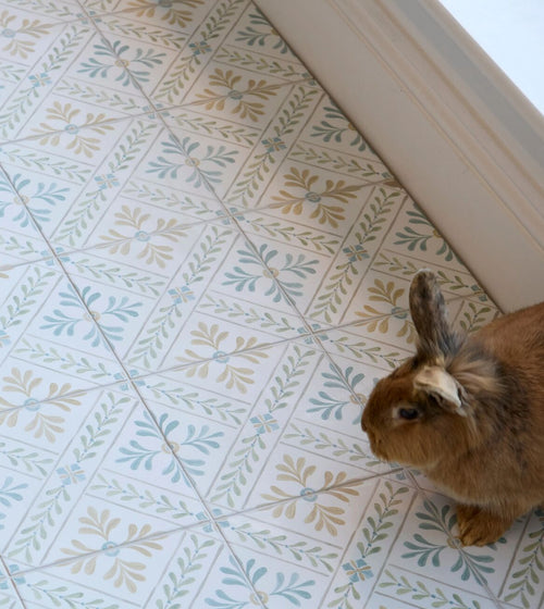 Nina Campbell Goa Aqua Ochre Porcelain Tile Nina Campbell Floor Tiles