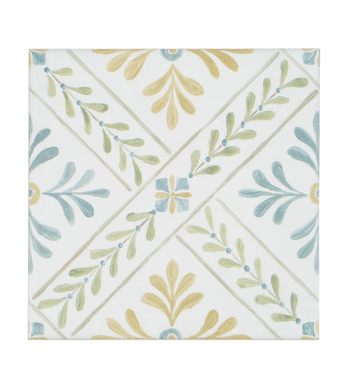 Nina Campbell Goa Aqua Ochre Porcelain Tile Nina Campbell Floor Tiles