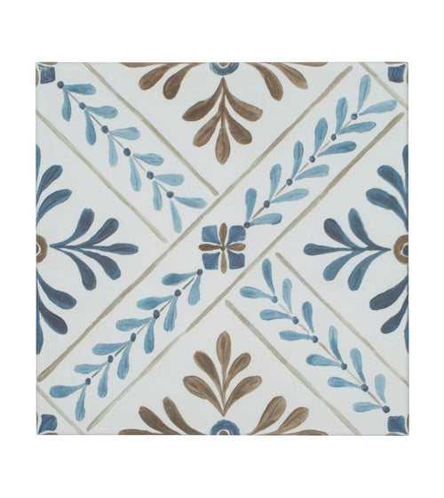 Nina Campbell Goa Indigo Chocolate Porcelain Tile Nina Campbell Floor Tiles