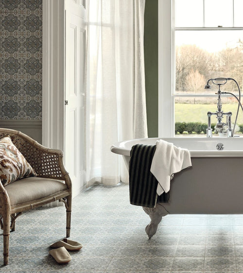 Nina Campbell Jodhpur Aqua Porcelain Tile Blue Kitchen Tiles