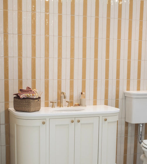 Nina Campbell Rivage Ochre Glazed Wall Tile Metro Kitchen Tiles