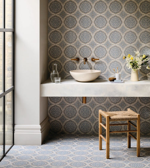 Nina Campbell Udaipur Blue Porcelain Tile Nina Campbell Floor Tiles