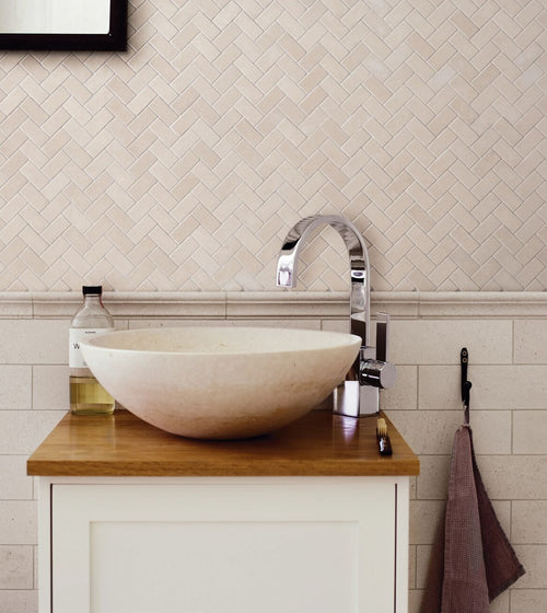 Palio Limestone Herringbone Mosaic Tile Mosaic Floor Tiles
