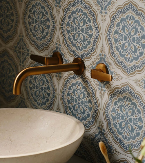 Nina Campbell Udaipur Blue Porcelain Tile Nina Campbell Floor Tiles