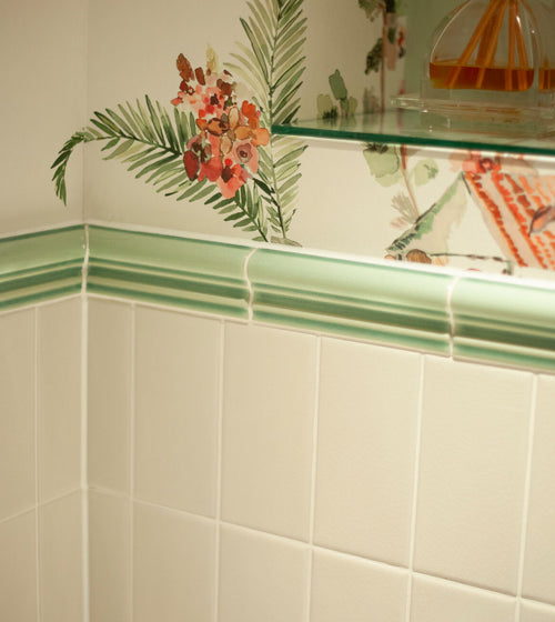 Retro Metro Lime House Glazed Dado Bathroom Tiles